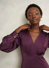 Anais Textured Satin Dress, Onyx Red, hi-res
