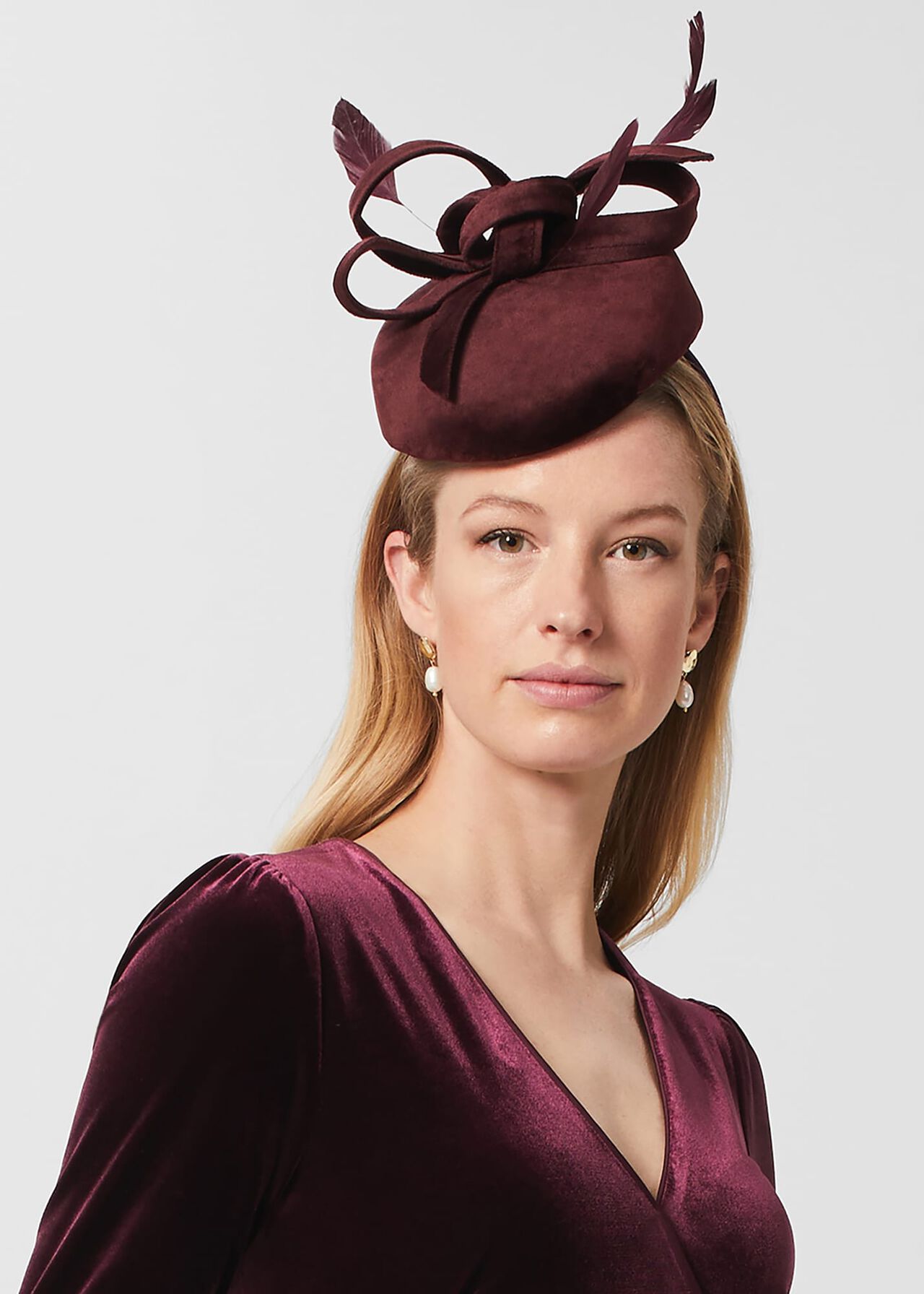 Zoe Fascinator, Aubergine, hi-res