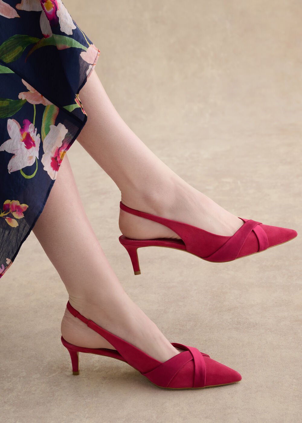 Renee Suede Slingbacks, Bright Pink, hi-res