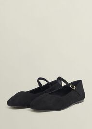 Suede Chrissy Mary Janes, Black, hi-res