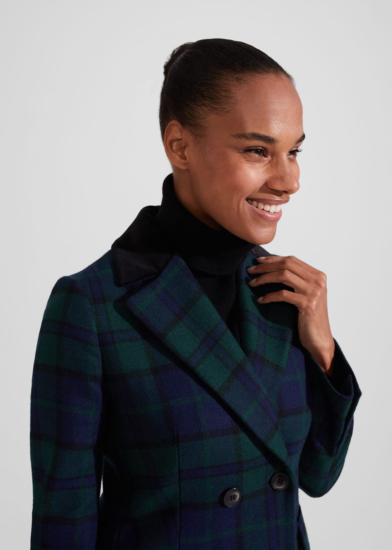 Patricia Wool Blend Coat, Green Black, hi-res