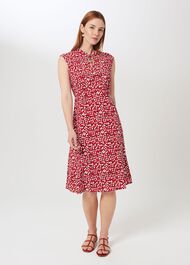 Isabelle Printed Midi Dress, Red Multi, hi-res