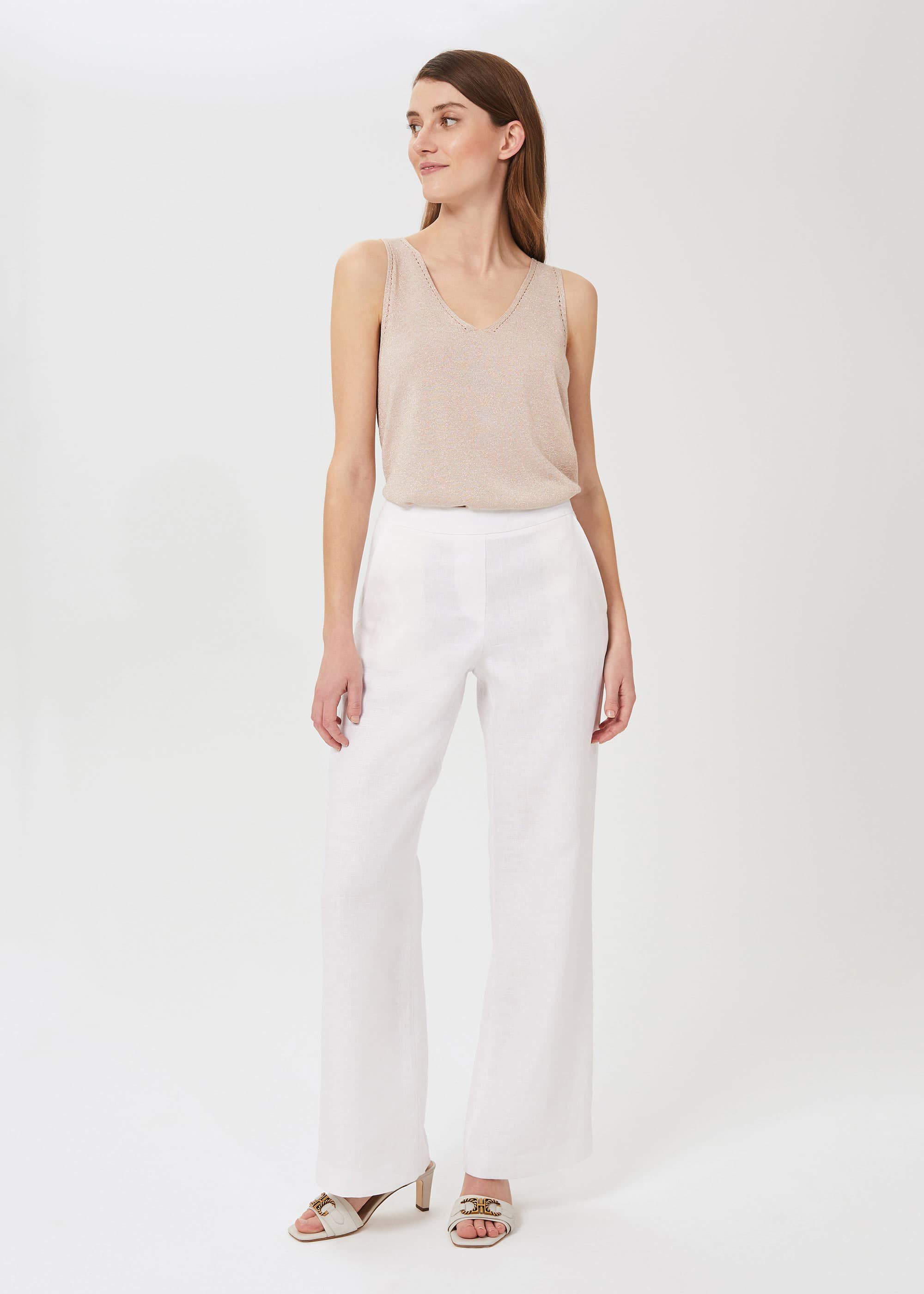Lined white linen new arrivals trousers