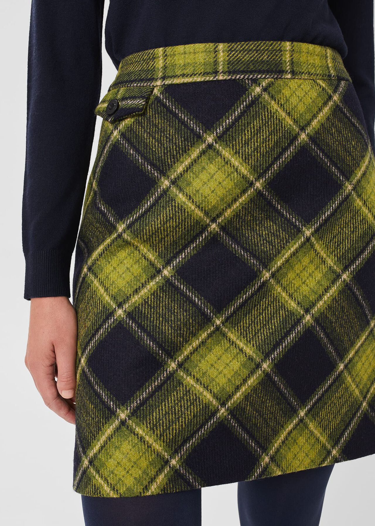 Arianne Wool Skirt, Green Navy, hi-res