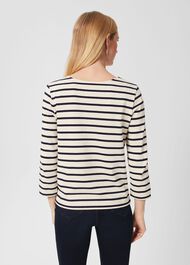 Francesca Cotton Stripe Top, Cream Navy, hi-res