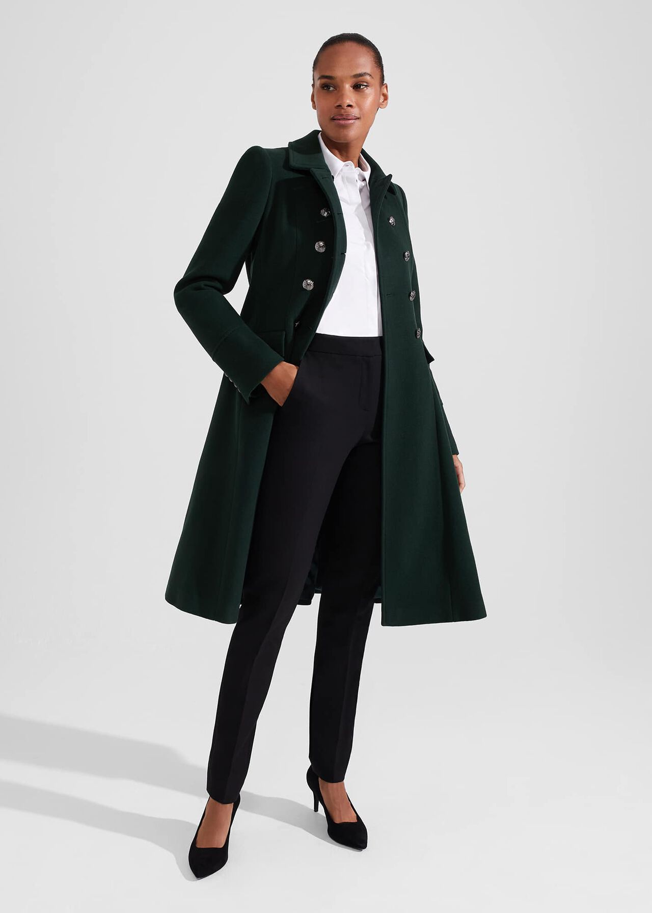 Clarisse Wool Blend Coat, Green, hi-res