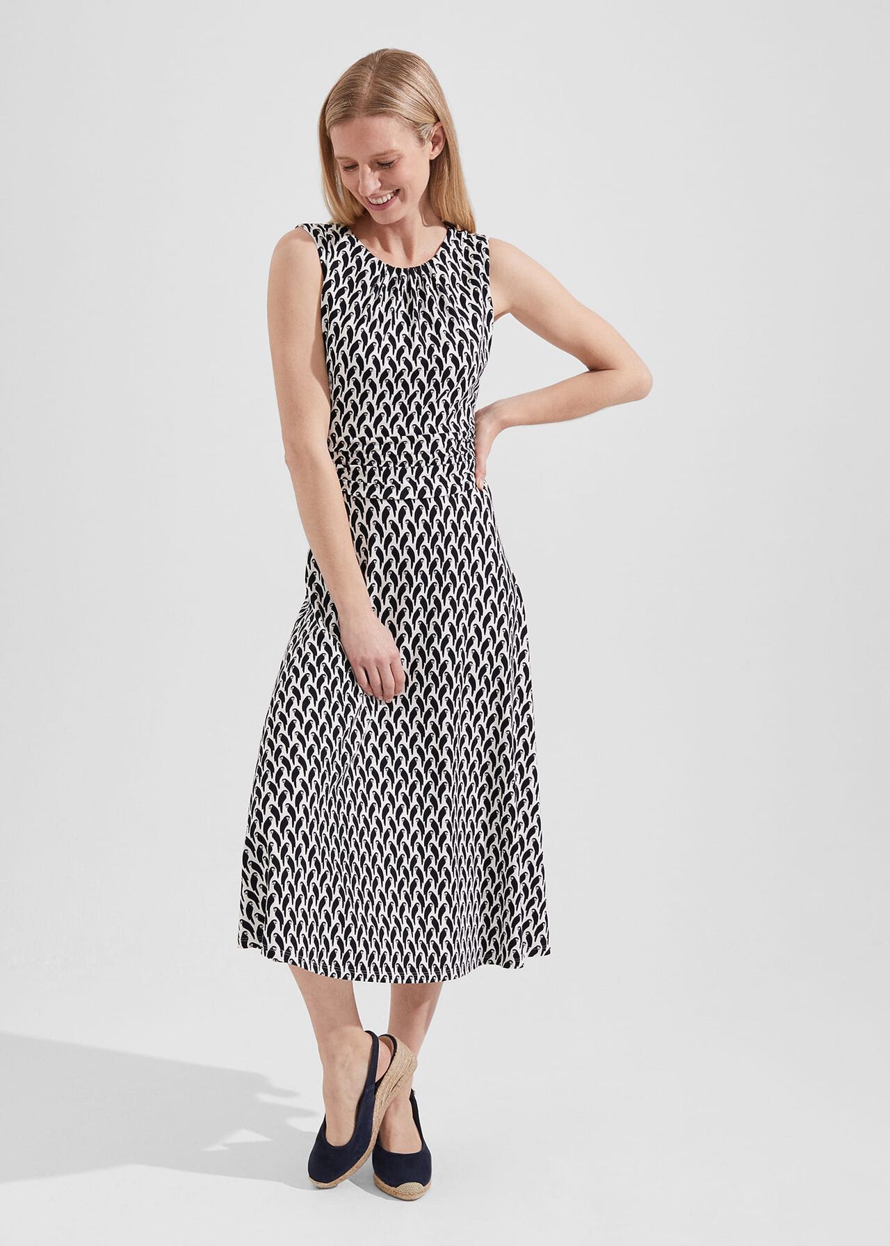 Bayview Dress, Ivory Navy, hi-res