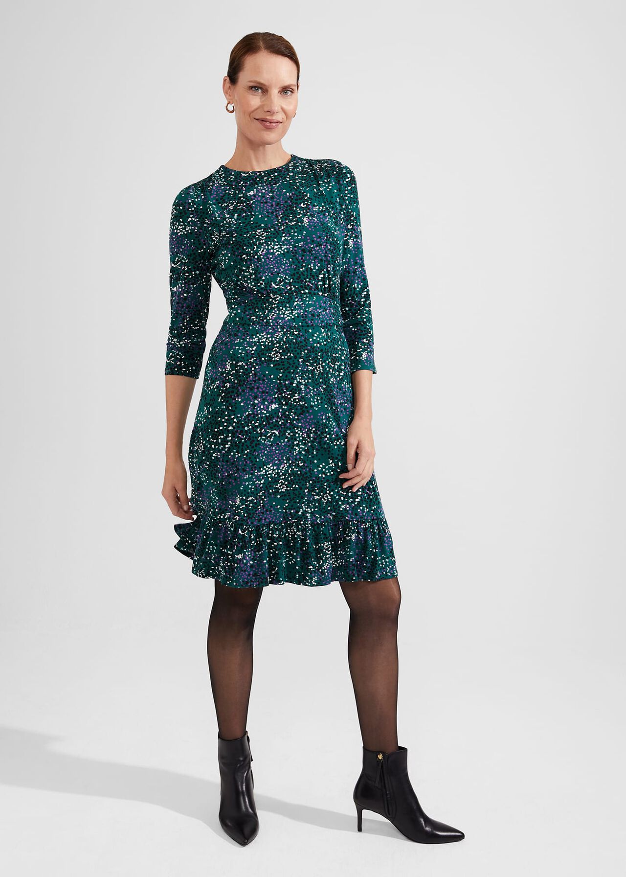 Ami Jersey Dress, Deep Teal Multi, hi-res