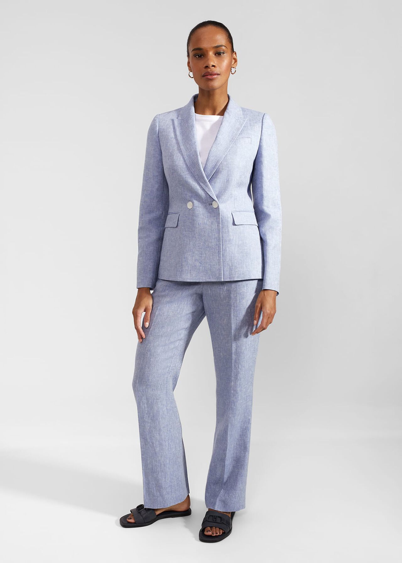 Adina Linen Jacket, Blue Ivory, hi-res