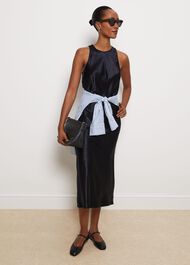 Ponsonby Satin Midi Dress, Hobbs Navy, hi-res