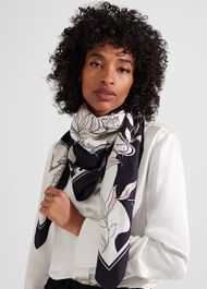 Guinevere Silk Scarf, Black, hi-res