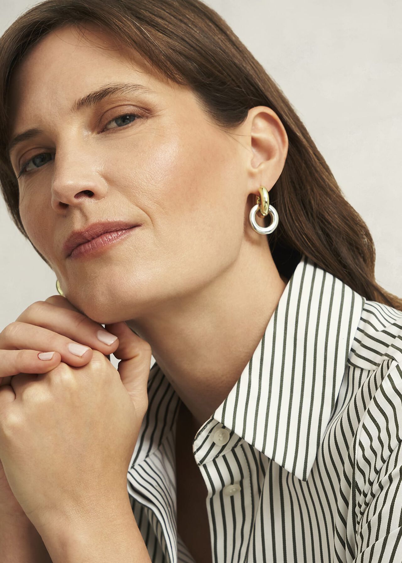 Clarisse Earrings, Silver Gold, hi-res