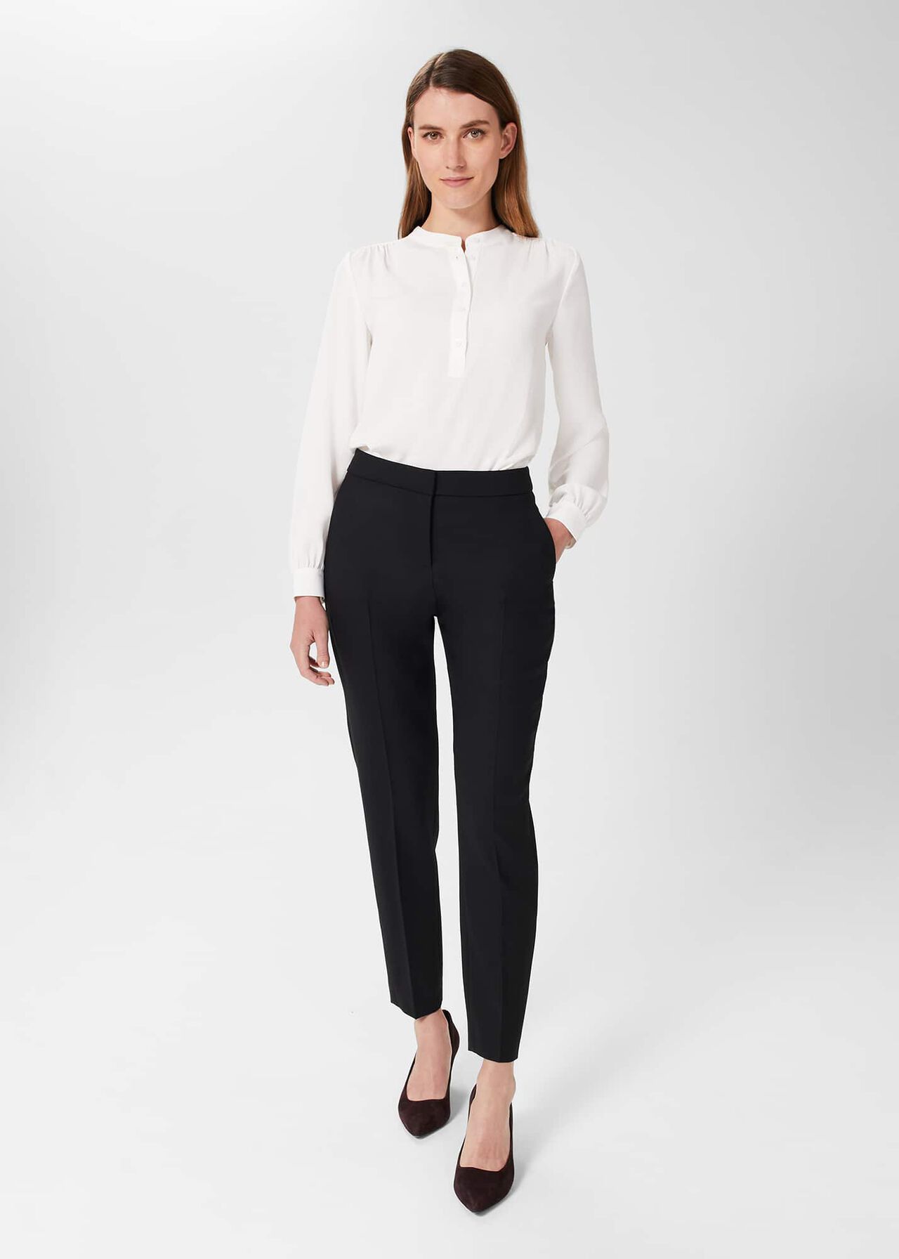 Gael Wool Blend Trousers, Black, hi-res
