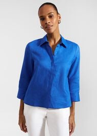 Nita Linen Shirt, Atlantic Blue, hi-res