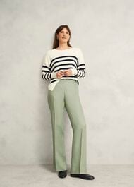 Petite Marietta Linen Straight Pants, Sage Green, hi-res