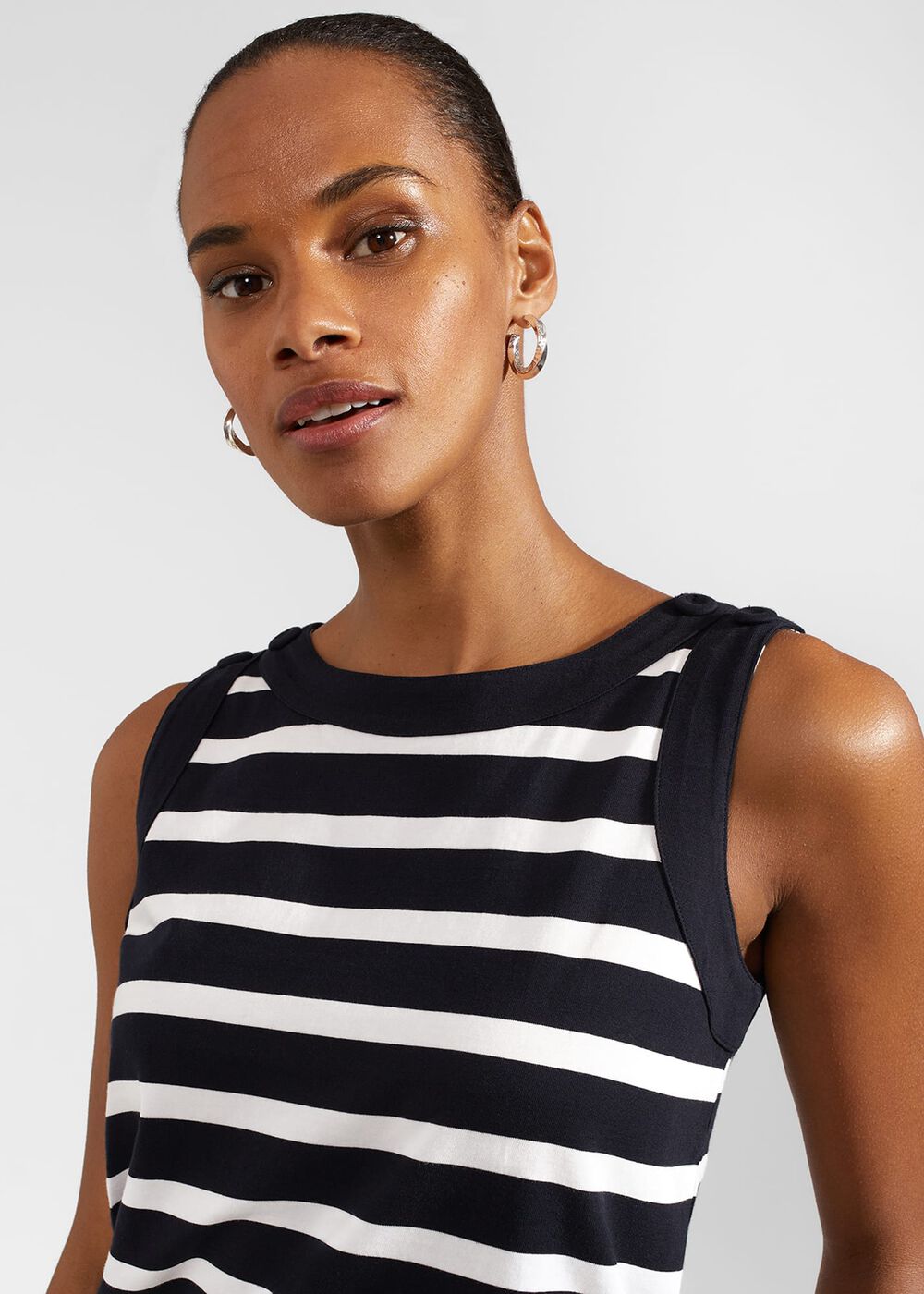 Maddy Cotton Striped Top, Navy Ivory, hi-res