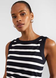 Maddy Cotton Striped Top, Navy Ivory, hi-res
