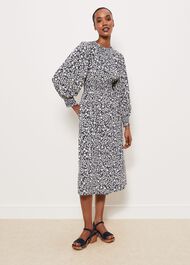 Fenton Dress, Navy Buttrcream, hi-res