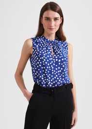 Heidi Spot Top, Deep Blue Cream, hi-res