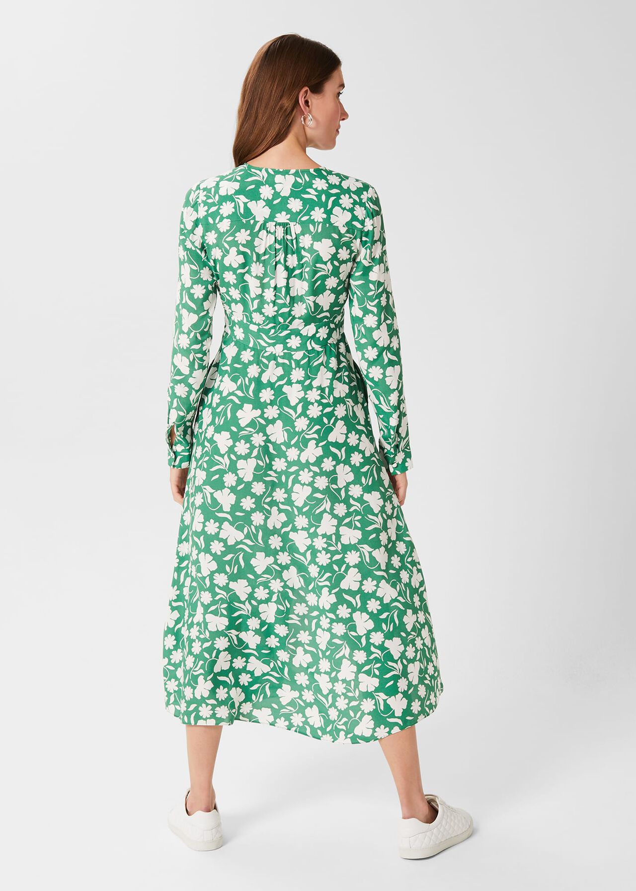 Allison Floral Fit And Flare Dress, Green White, hi-res