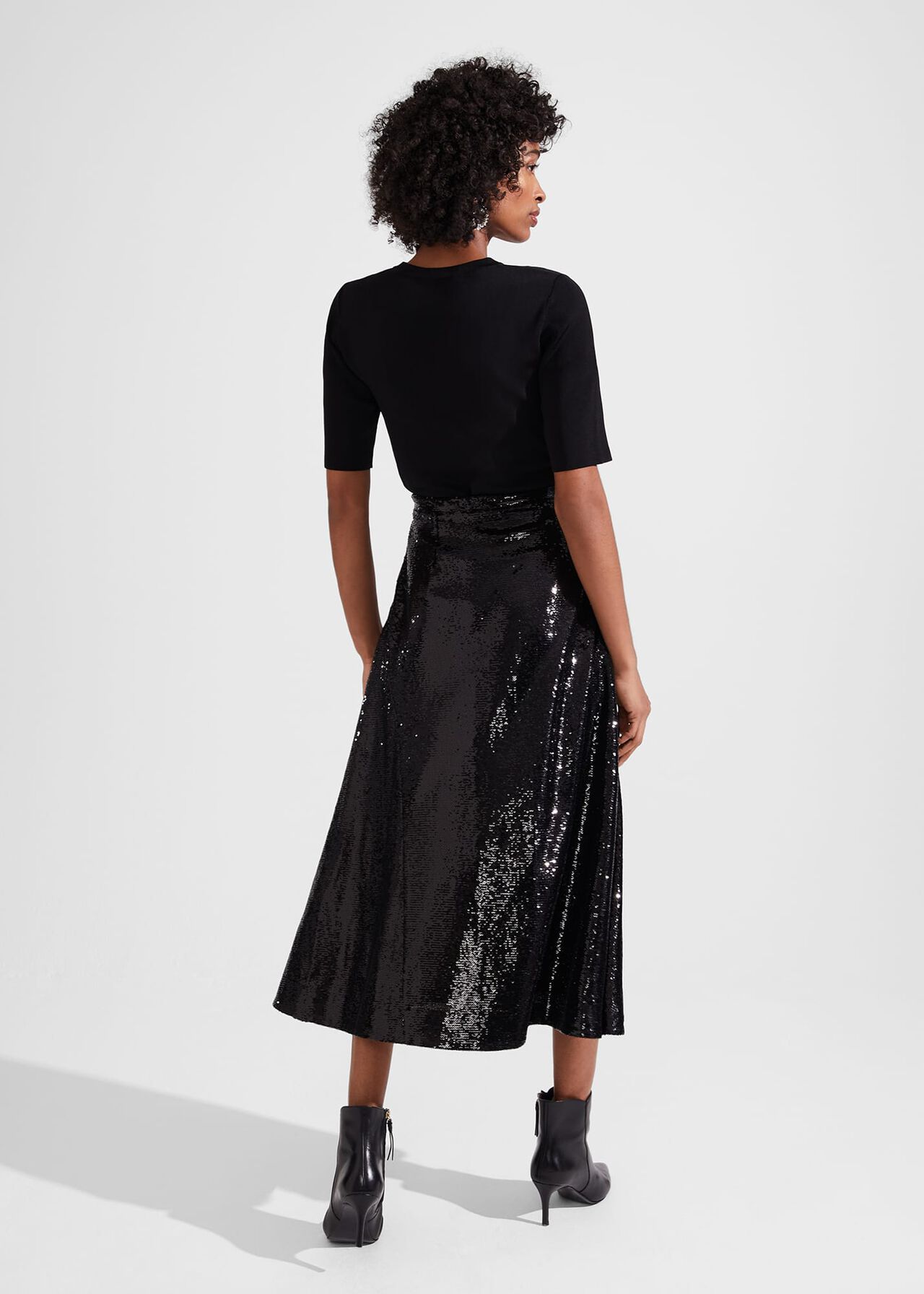 Greta Sequin Skirt, Black, hi-res