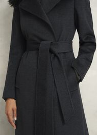 Faux Fur Livia Wool Coat, Charcoal Grey, hi-res