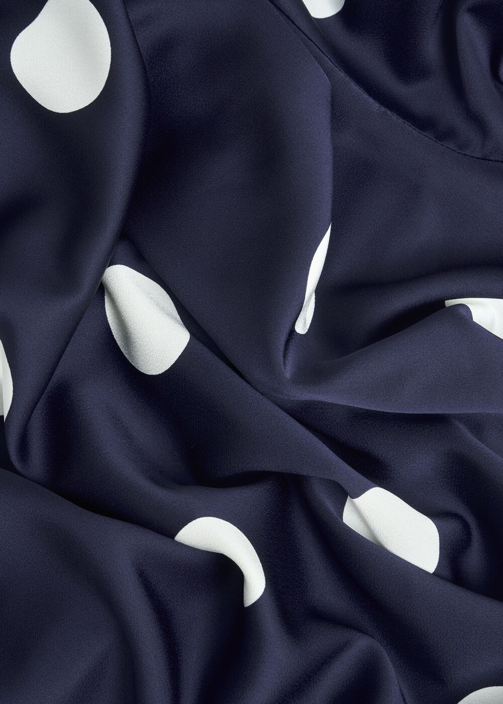 Mia Satin Spot Dress, Midnight Ivory, hi-res