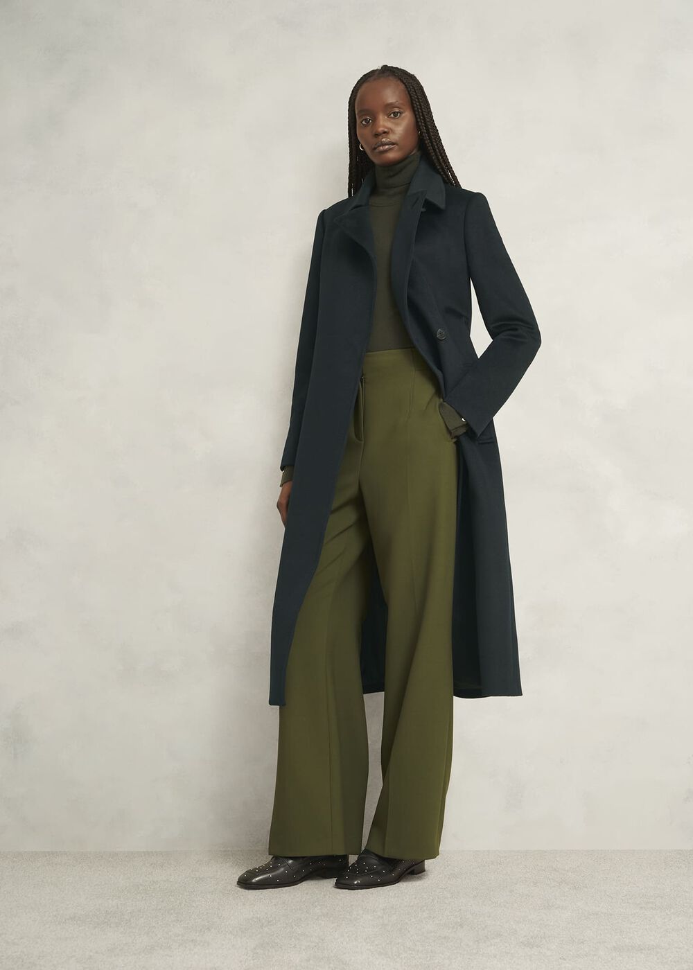 Livia Wool Coat, Dark Green, hi-res