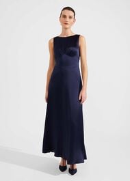 Jemma Satin Maxi Dress, Midnight Navy, hi-res