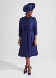 Eugeni Silk Wool Fascinator, Royal Blue, hi-res