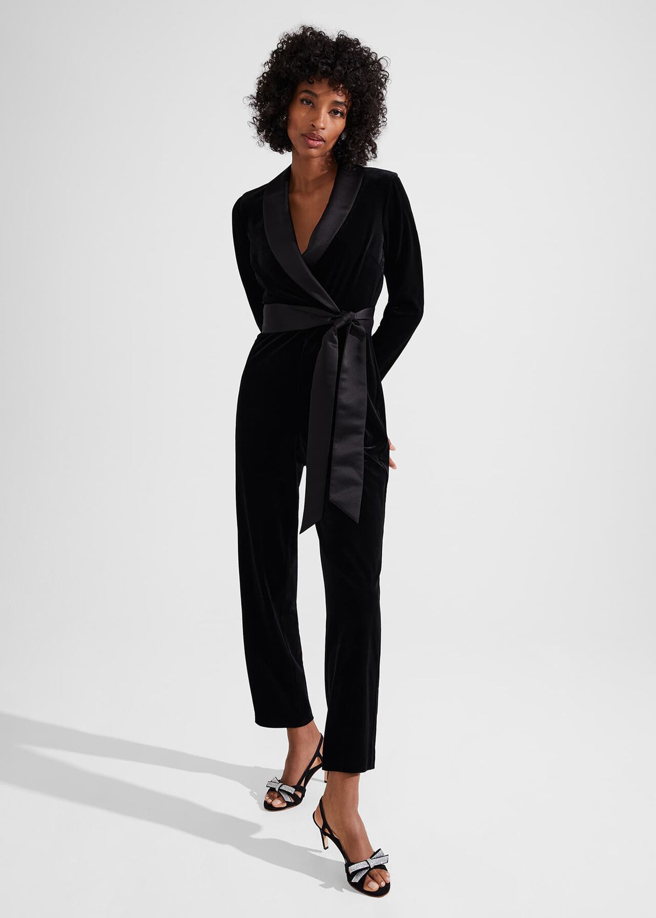 Luisa Velvet Jumpsuit, Black, hi-res