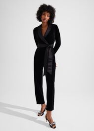 Luisa Velvet Jumpsuit, Black, hi-res