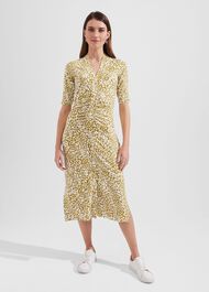 Hatty Jersey Dress, Mid Olive Ivory, hi-res