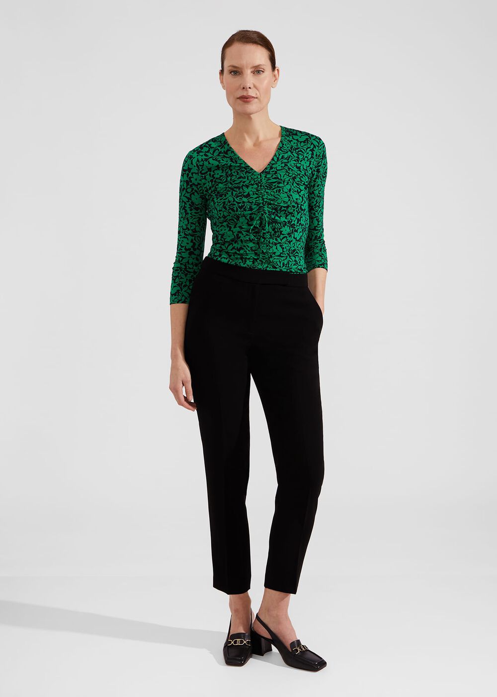 Simmy Printed Top, Green Black, hi-res