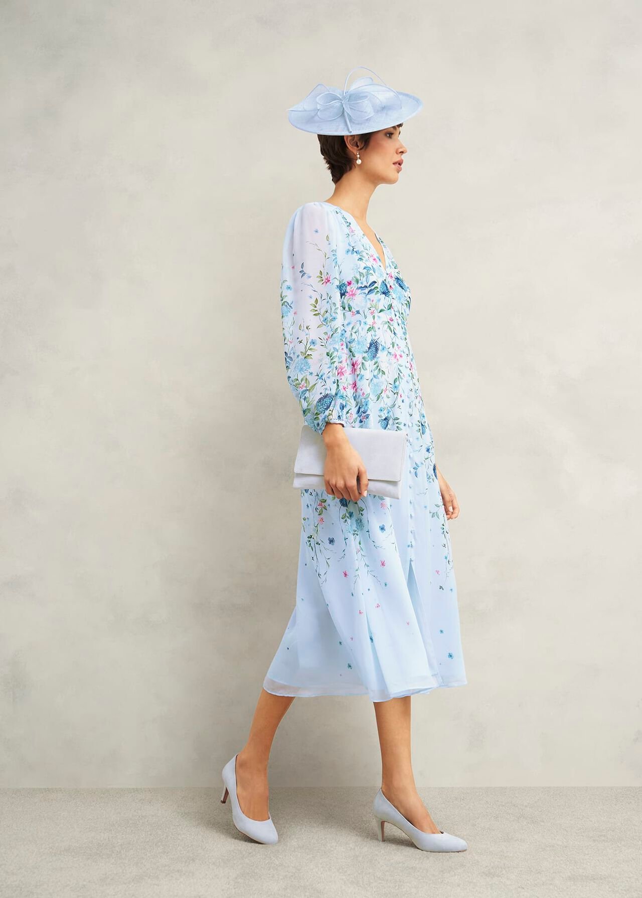 Lizzie Suede Court Shoes, Pale Blue, hi-res