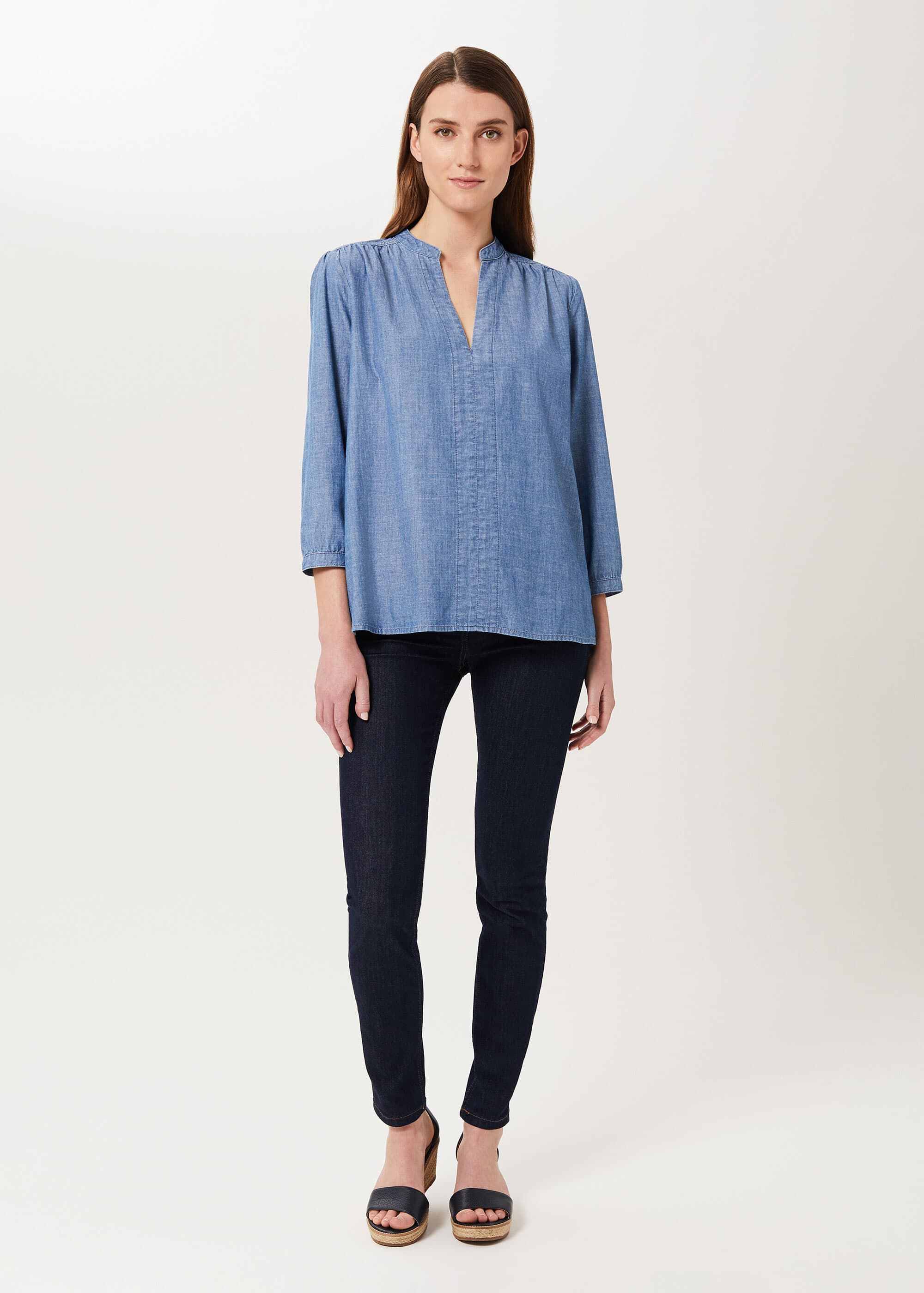 Chambray blouse top