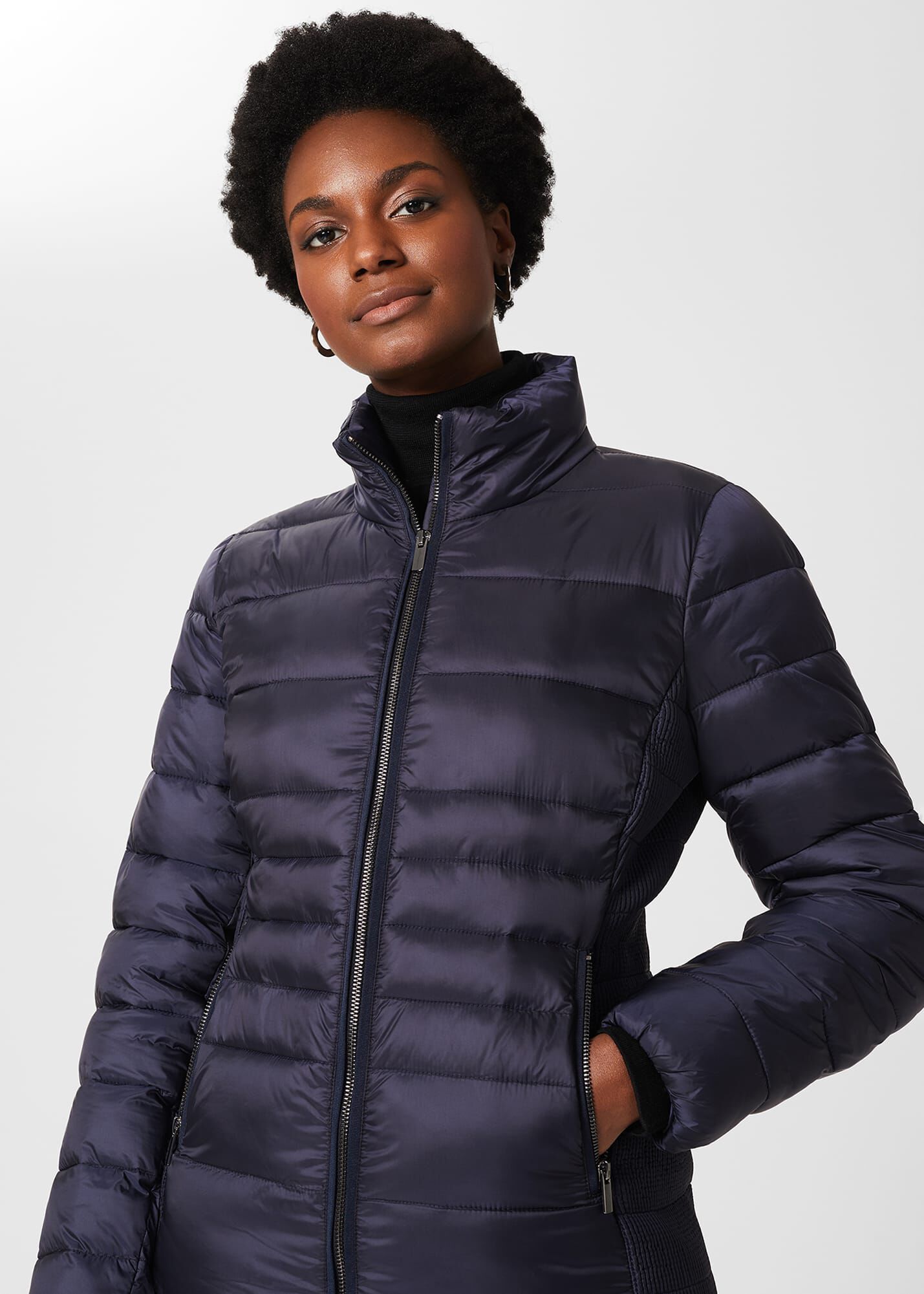 Womens navy online puffer jacket