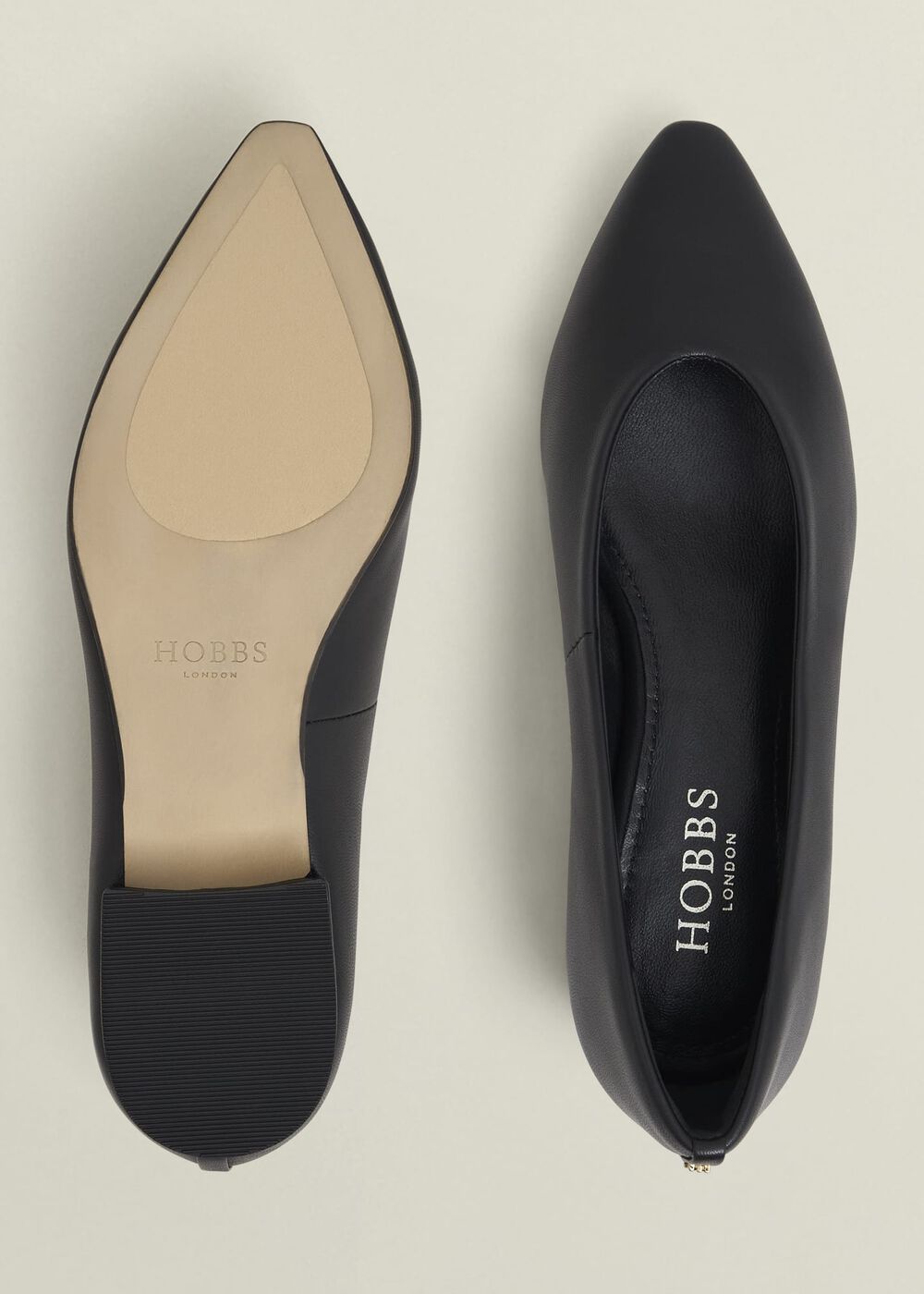 Asher Leather Ballerinas, Black, hi-res