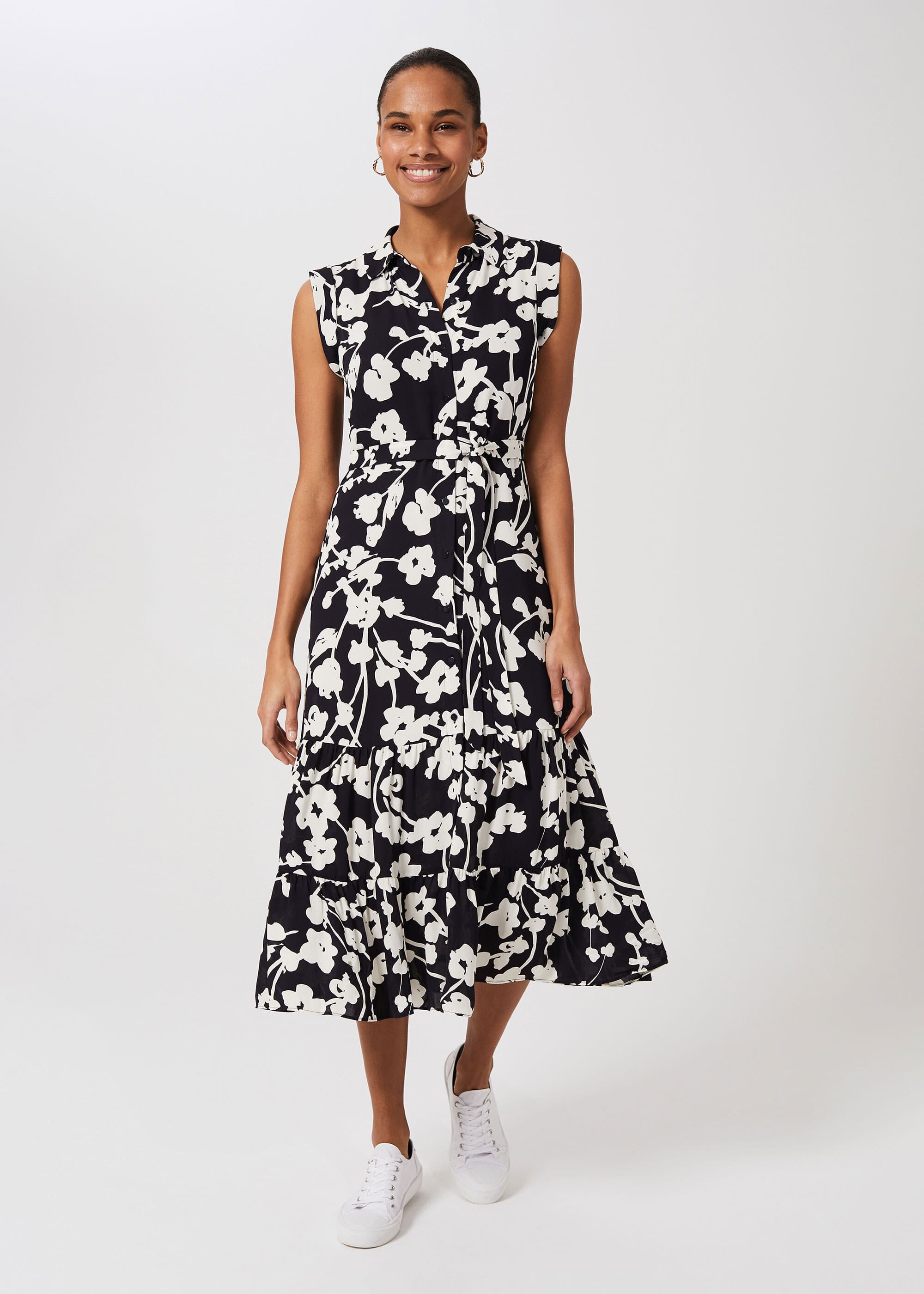 Hobbs navy discount and white dress