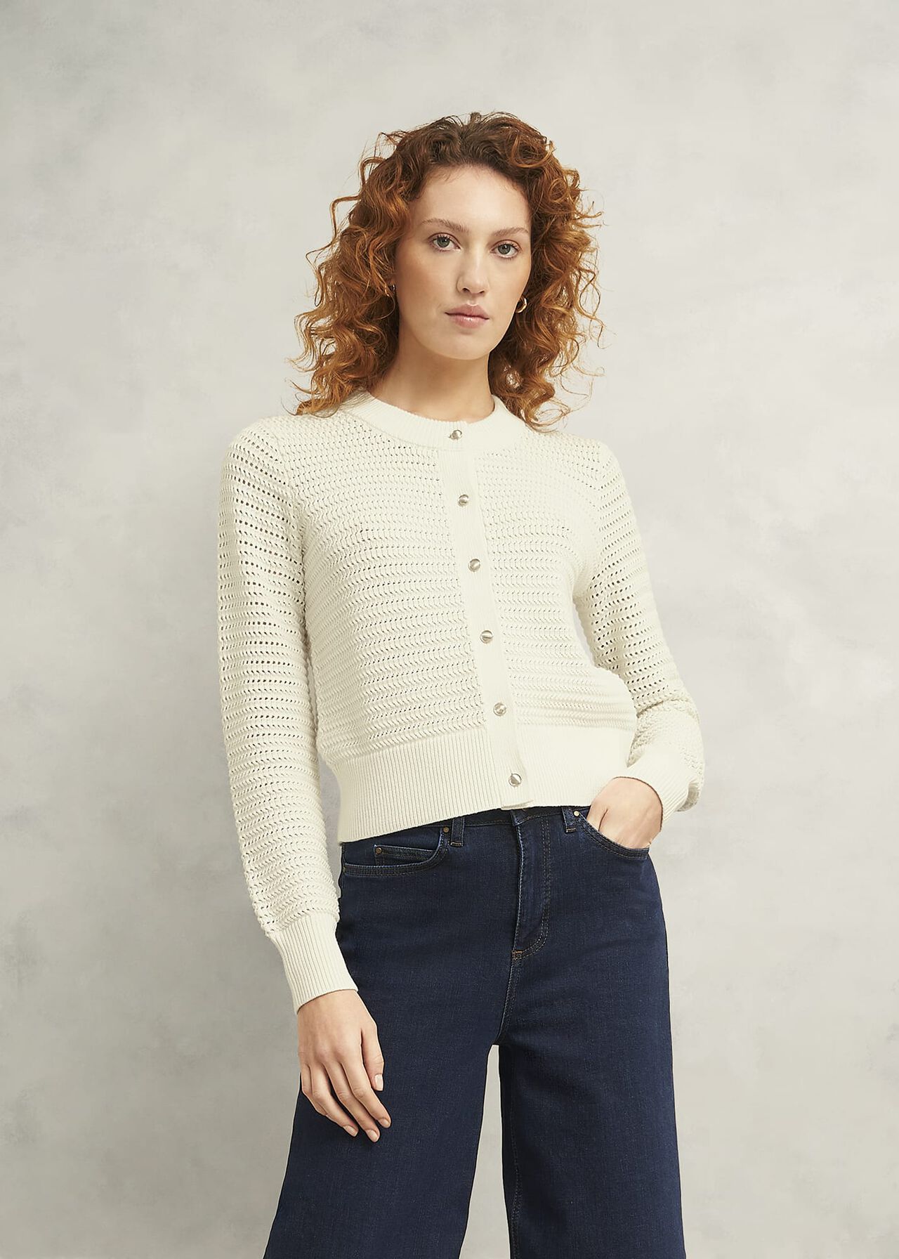 Felicity Cotton Cardigan, Warm Ivory, hi-res