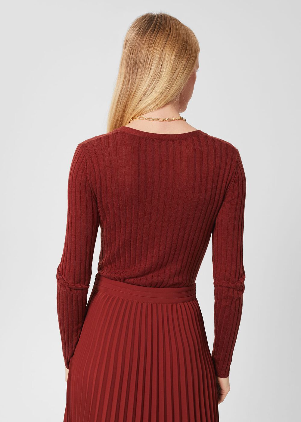 Aria Ribbed Cardigan, Dark Pecan, hi-res