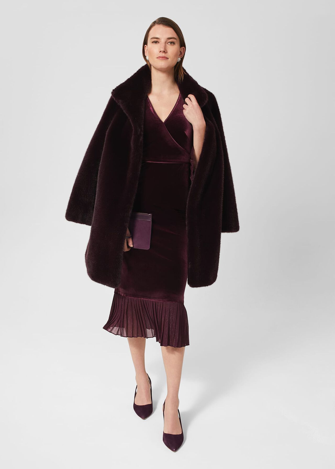 Melodie Velvet Shift Dress, Mulberry Purple, hi-res