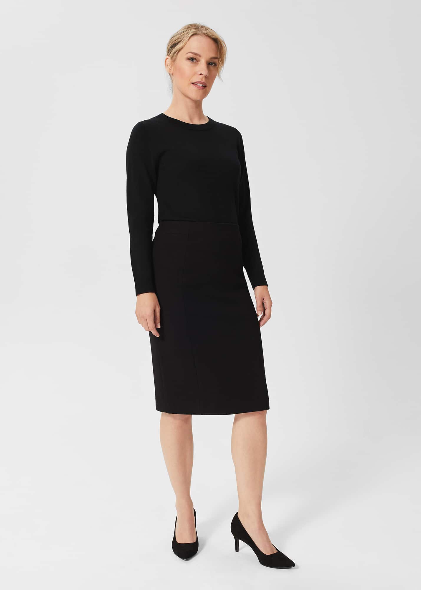 Black fitted work deals skirt
