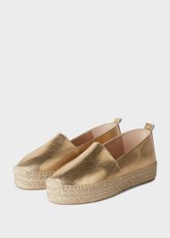 Alicia Leather Platform Espadrilles, Metallic, hi-res