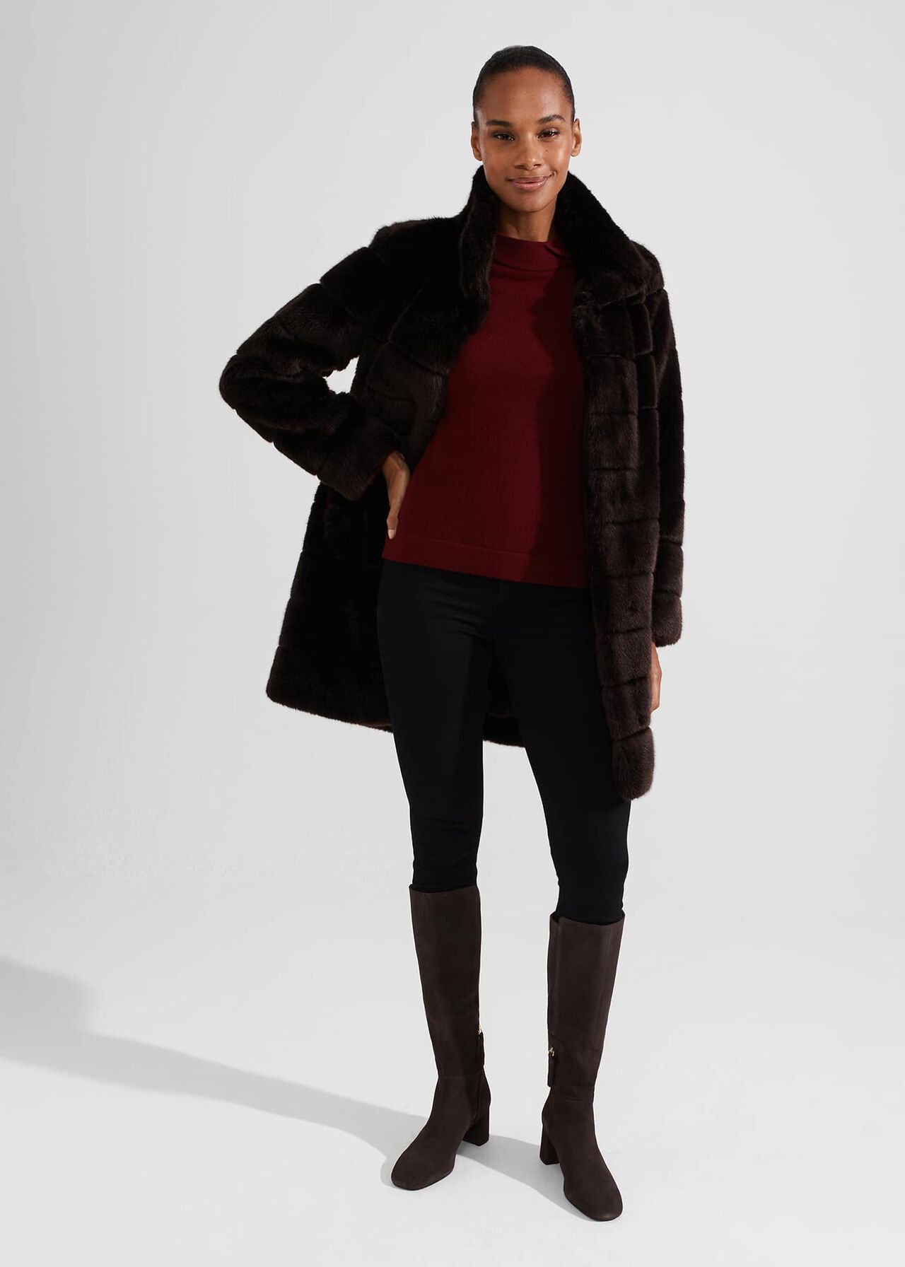 Imogen Stretch Boots, Dark Brown, hi-res