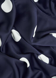 Petite Mia Satin Spot Dress, Midnight Ivory, hi-res