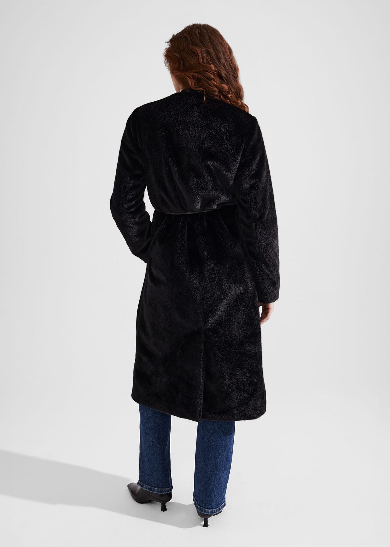 Robin Faux Fur Coat, Black, hi-res