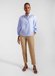 Sabrina Shirt With Linen, Blue, hi-res