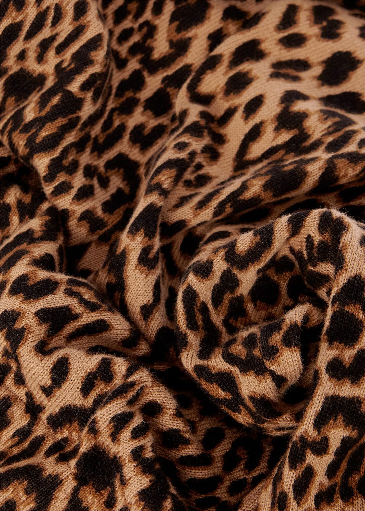 Pamela Cotton Animal Print Jumper, Camel Black, hi-res