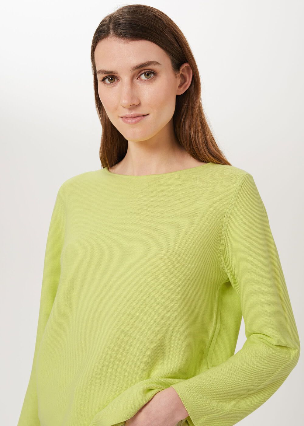 Beatrice Cotton Sweater, Lime Green, hi-res